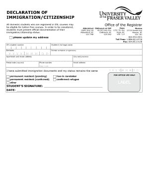 Declaration of Immigration/Citizenship