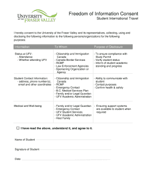 Freedom of Information Consent Form