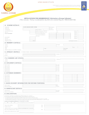 SATMA Awards Funeral Scheme Application