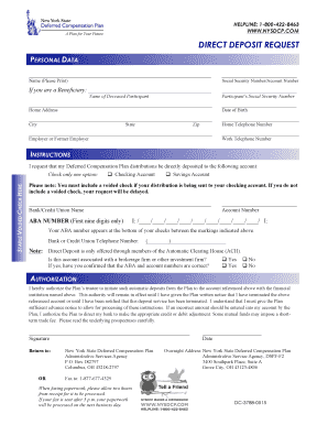 New York State Deferred Compensation Direct Deposit Request