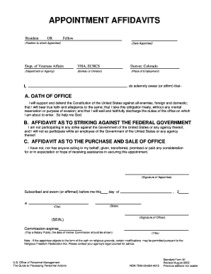 Appointment Affidavits