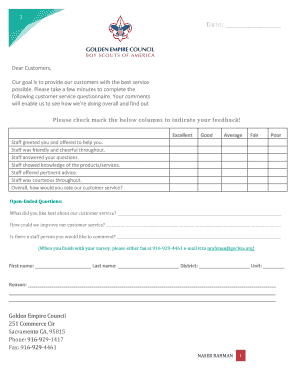 Customer Service Feedback Form