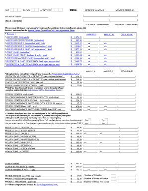 Annual Green Fee and Cart Lease Agreement Form