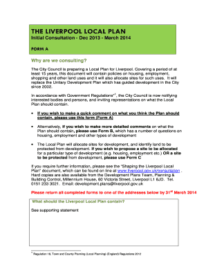 Liverpool Local Plan Consultation Form A
