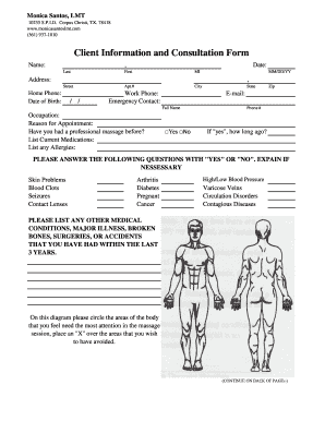 Clients consultation form