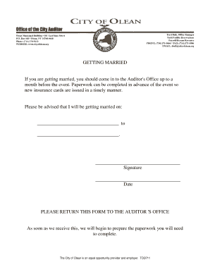 Marriage Notification Form