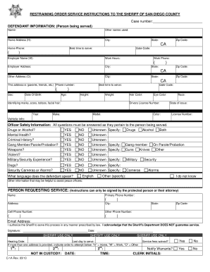 Restraining Order Service Instructions
