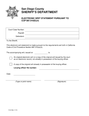 California Electronic Writ Statement