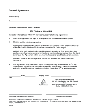 TÜV Rheinland Certification Agreement