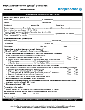 Prior Authorization Form Synagis