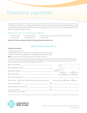 ACH Authorization Form for Electronic Payments