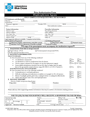Prior Authorization Form for Bisphosphonate Agents