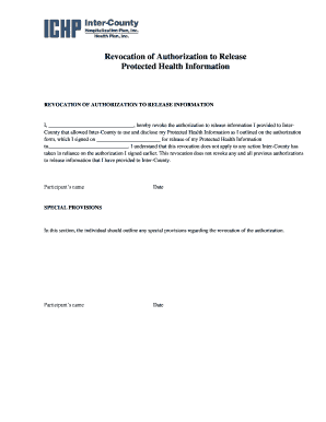 Revocation of Authorization to Release Protected Health Information