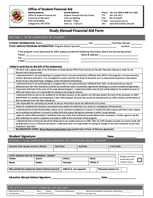 Study Abroad Financial Aid Form