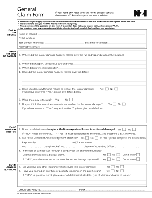 NZI Insurance Claim Form