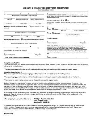 Michigan Change of Address/Voter Registration