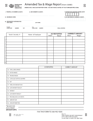 Amended Tax & Wage Report Form 5208D