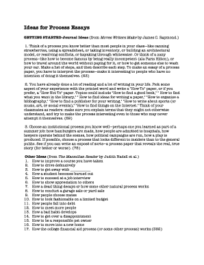 fillable online ideas for process essays fax email print pdffiller topics for process essays