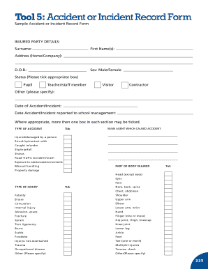 Accident or Incident Record Form