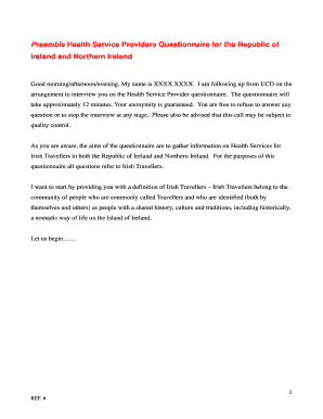 Health Service Providers Questionnaire