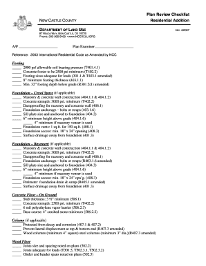New Castle County Residential Addition Plan Review Checklist