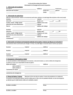 Información de Emergencia/Conacto de pardres