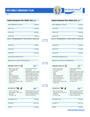 Family Emergency Plan Wallet Cards - Ready Iowa - Iowagov