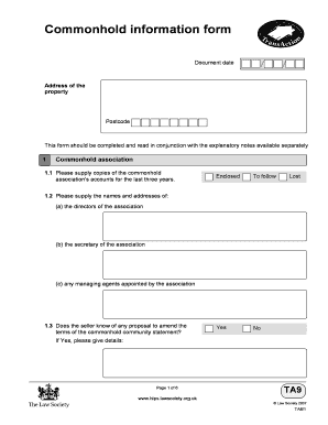 Commonhold Information Form