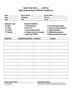 Hancock County Schools Collaboration Log