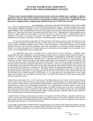 Photo Video Submission Contest Waiver and Release Agreement