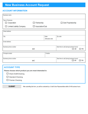 New Business Account Request Form