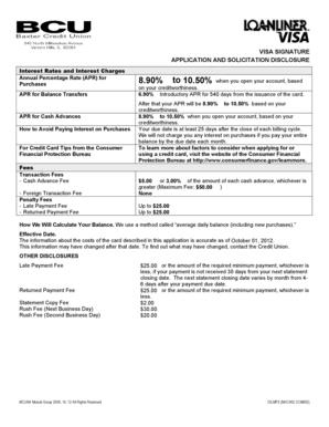 Credit Card Application and Solicitation Disclosure