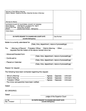 California Juvenile Court Date Change Request