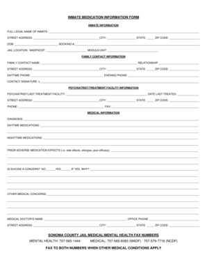 Inmate Medication Information Form