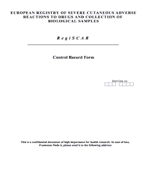 RegiSCAR Control Record Form