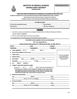 PG Admission Application Form