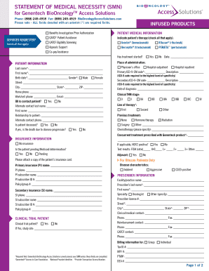 Statement of Medical Necessity for Genentech BioOncology