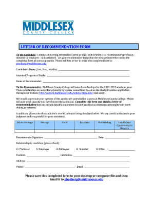 Letter of Recommendation Form