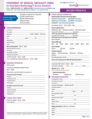 Statement of Medical Necessity for Genentech BioOncology
