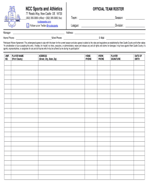 NCC Sports Team Roster and Waiver
