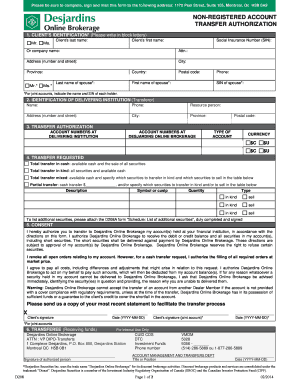 Non-Registered Account Transfer Authorization