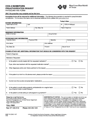 COX-2 Inhibitors Preauthorization Request