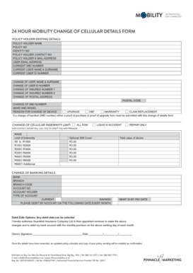 24 Hour Mobility Change of Cellular Details Form