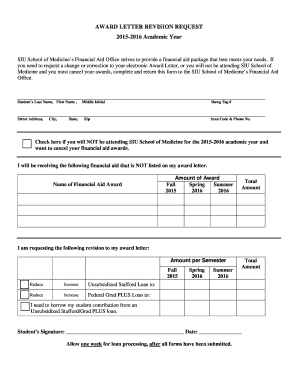 Award Letter Revision Request