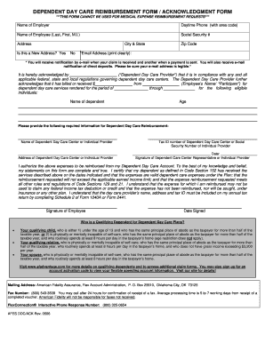 Dependent Day Care Reimbursement Form