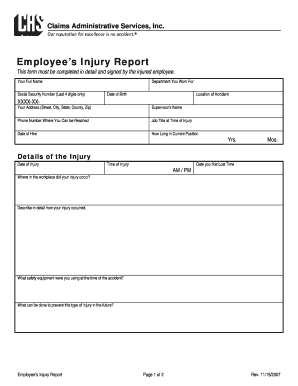 Employee's Injury Report