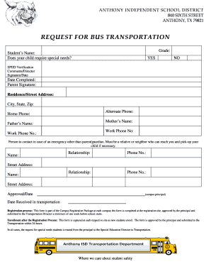 Request for Bus Transportation