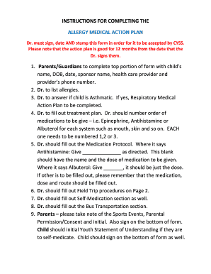 Allergy Medical Action Plan
