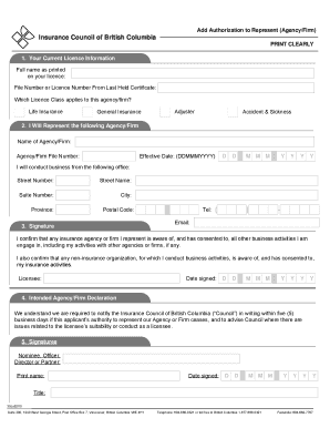 Authorization to Represent Agency Firm