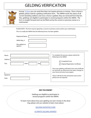 Gelding Verification Form